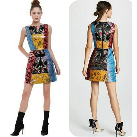 Alice + Olivia Dresses & Skirts - Alice + Olivia Malin Patchwork Jacquard A-Line Mini Dress